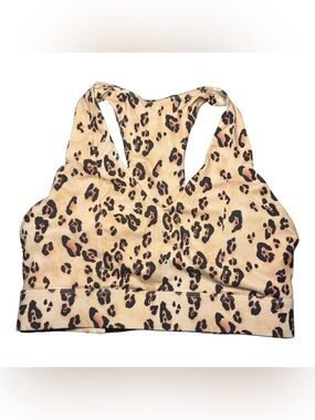 Fabletics Women's On The Go Midi Sports Bra Padded Cheetah Print